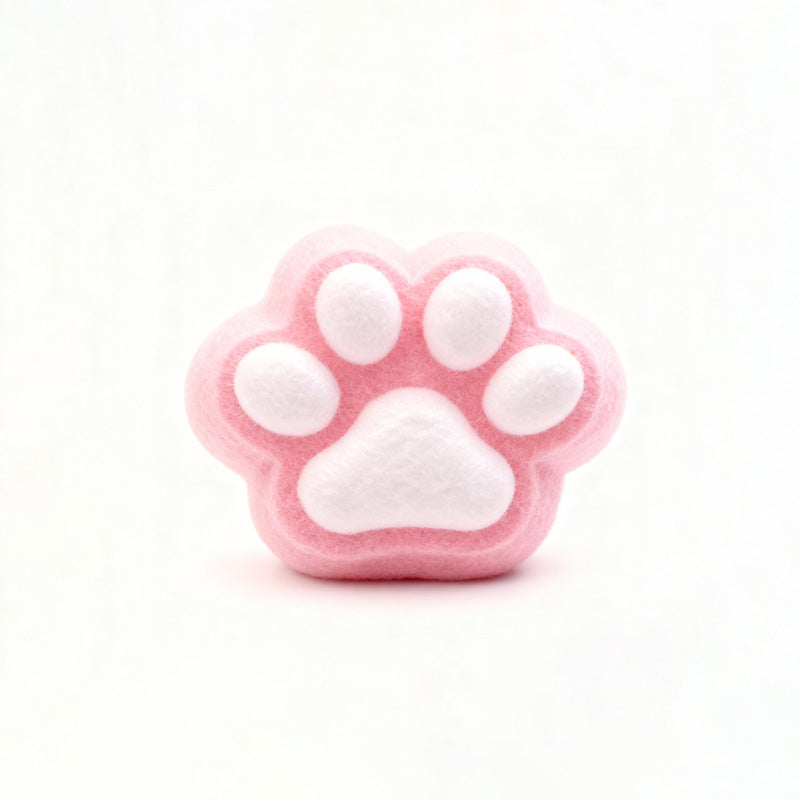 100g Flocked Pink-White Paw Squishy BAMSQUISHY