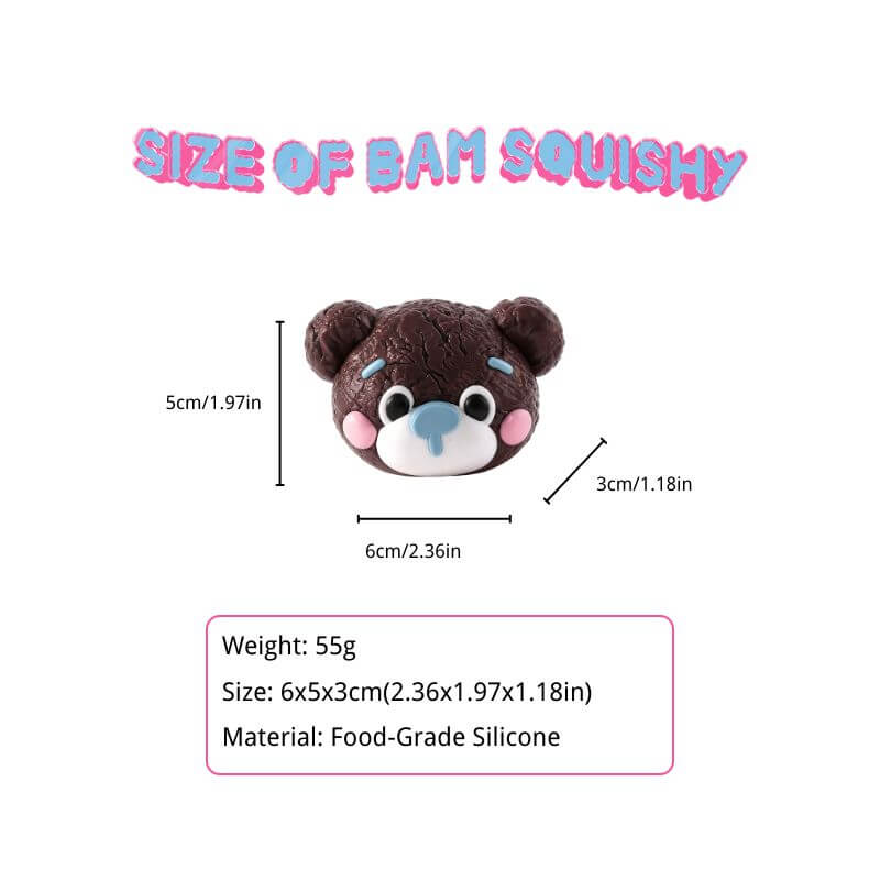 Cute Bear Head Biscuit Taba Squishy Dokee Boom BAMSQUISHY