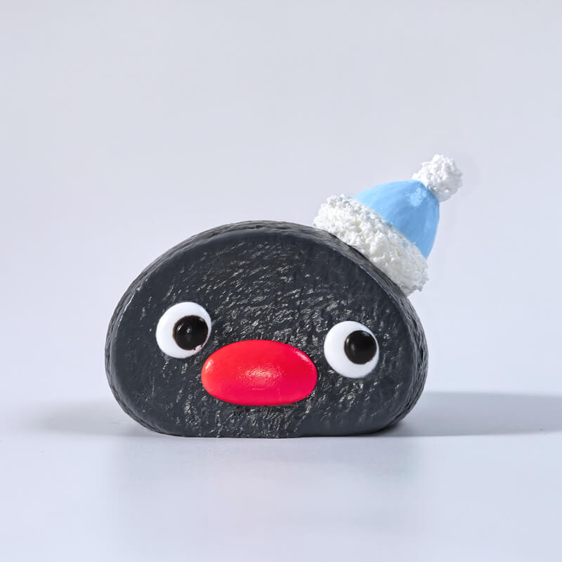 Black Penguin With Snowman hat Taba Squishy BAMSQUISHY