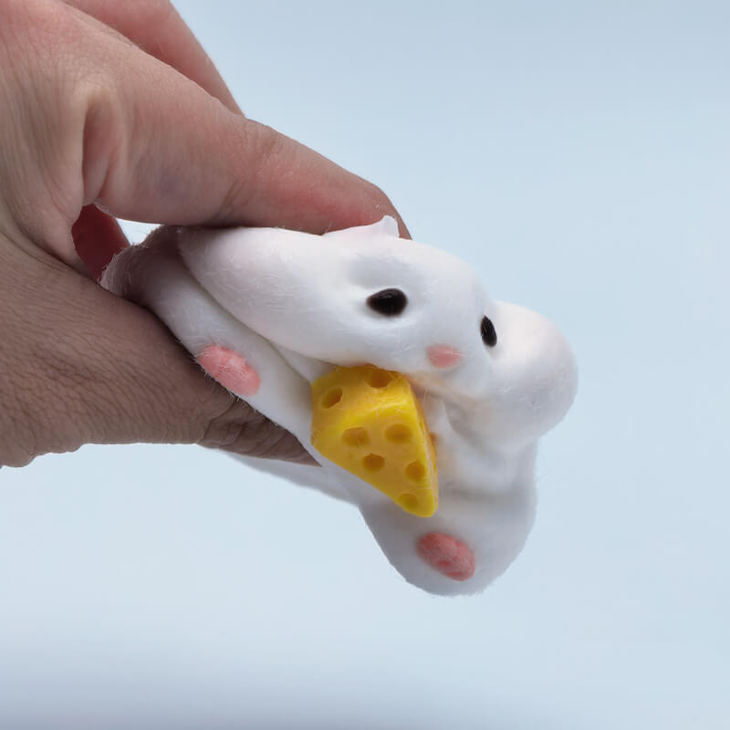 Flocked White Hamster Taba Squishy BAMSQUISHY