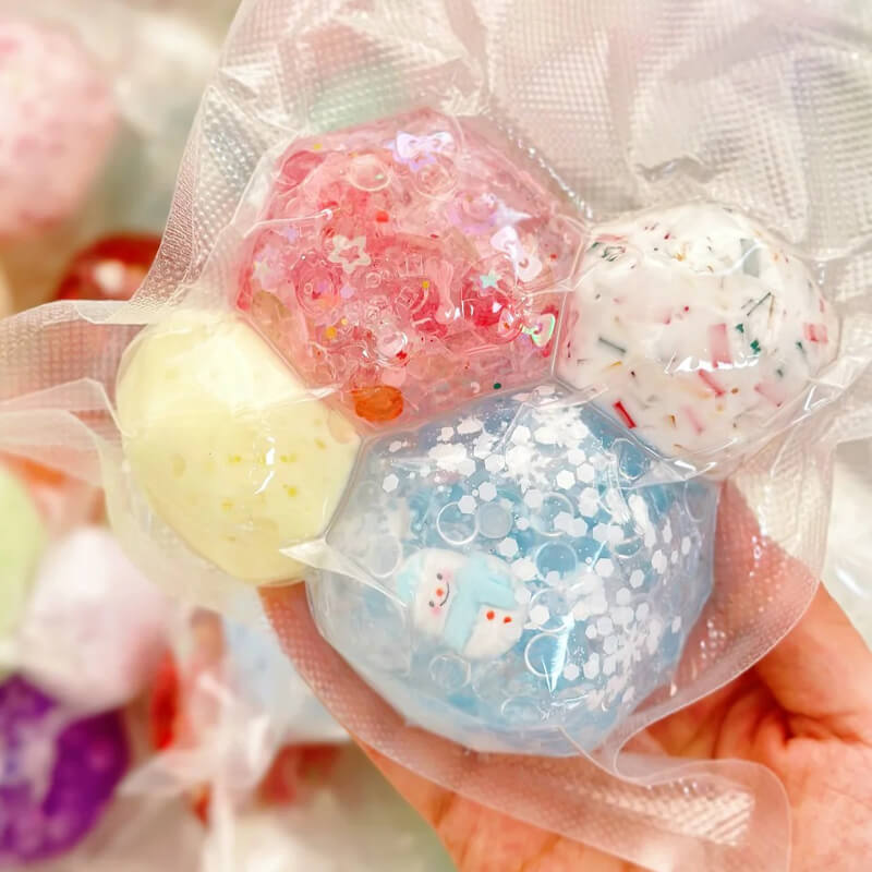 Handmade Squeeze Ball Surprise Blind Box, 4-Pack Set BAMSQUISHY