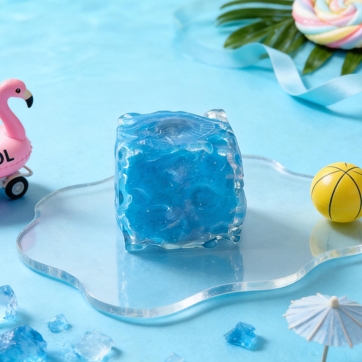 Mini Frosted Blue Cheese Cube Fidget Toy BAMSQUISHY