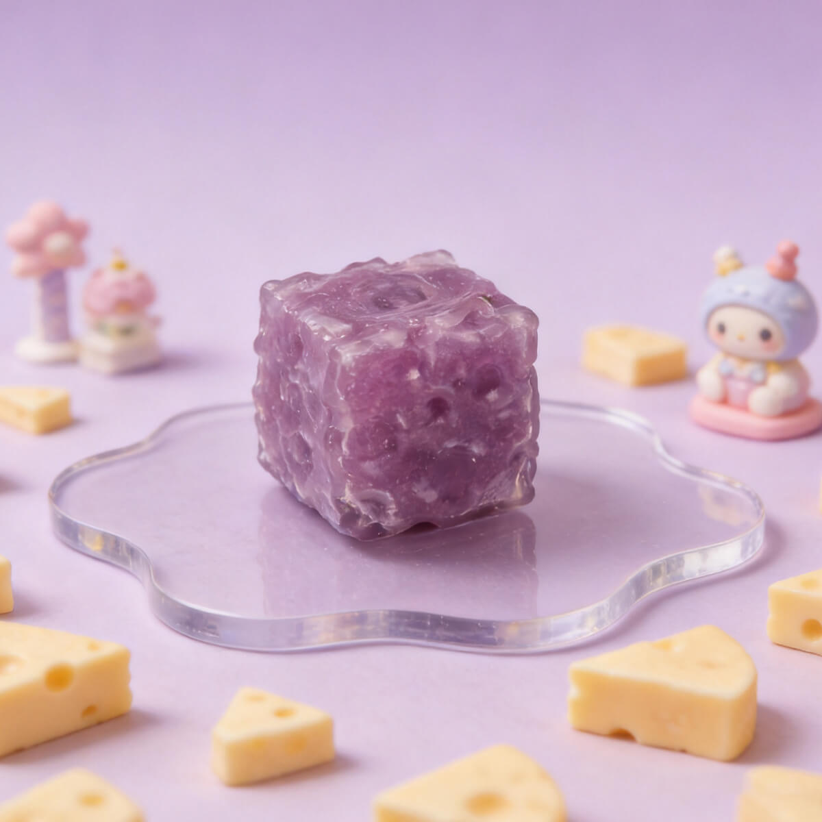 Mini Frosted Grape Cheese Cube Fidget Toy BAMSQUISHY