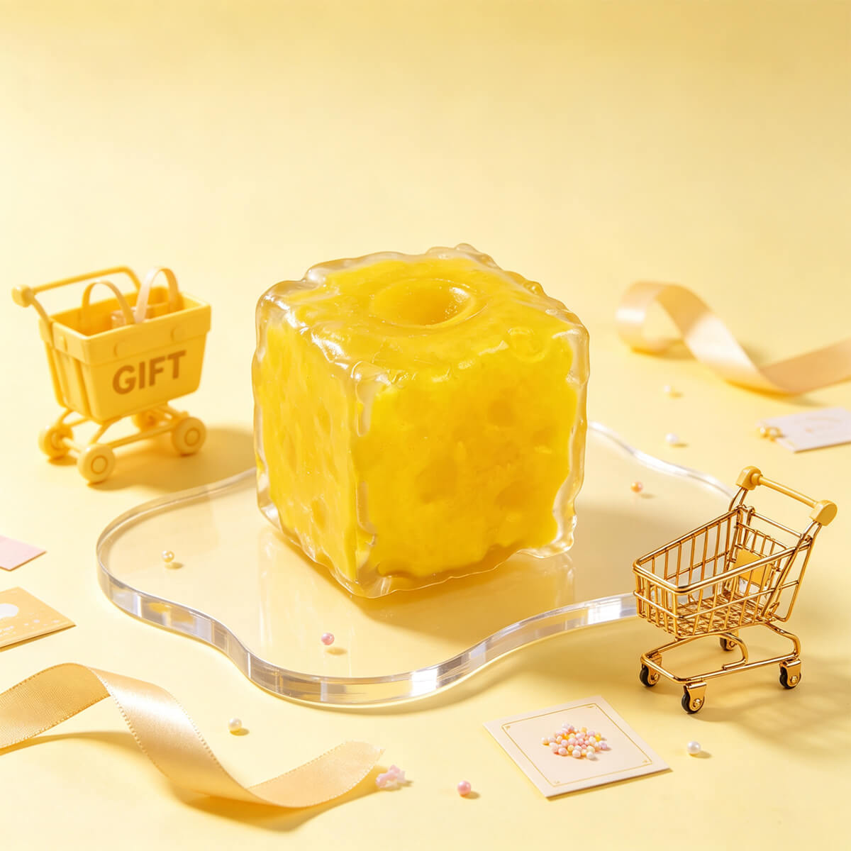 Mini Frosted Pineapple Cheese Cube Fidget Toy BAMSQUISHY