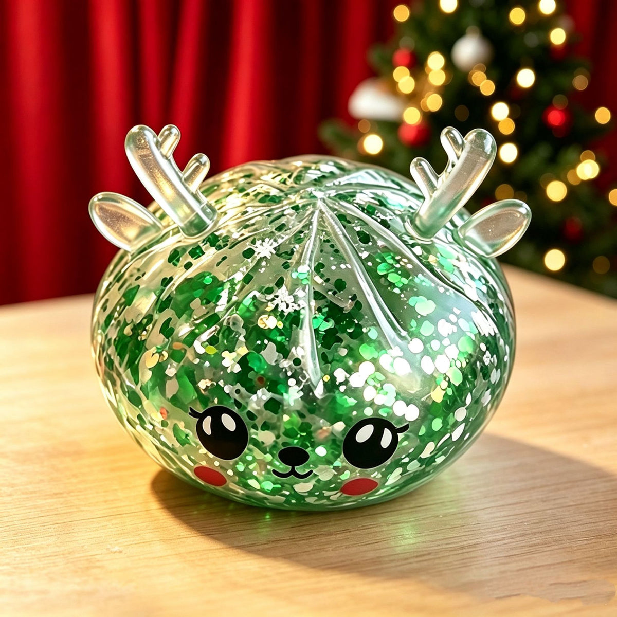 Christmas Reindeer Dumpling Glitter Stress Ball BAMSQUISHY