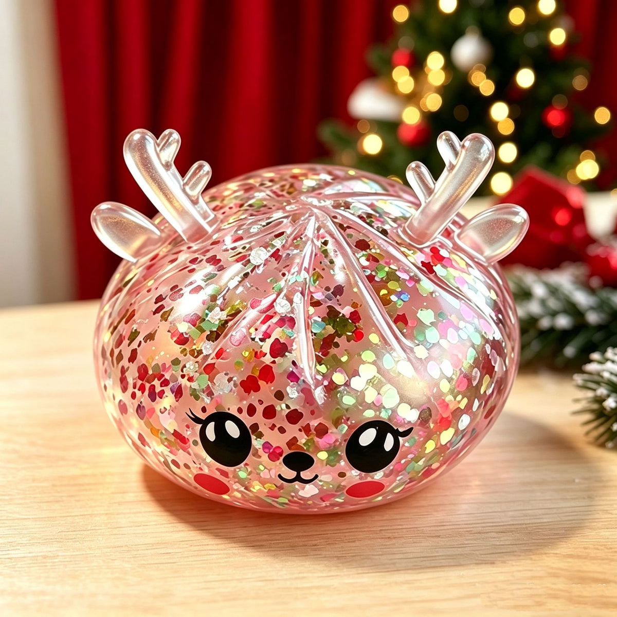 Christmas Reindeer Dumpling Glitter Stress Ball BAMSQUISHY