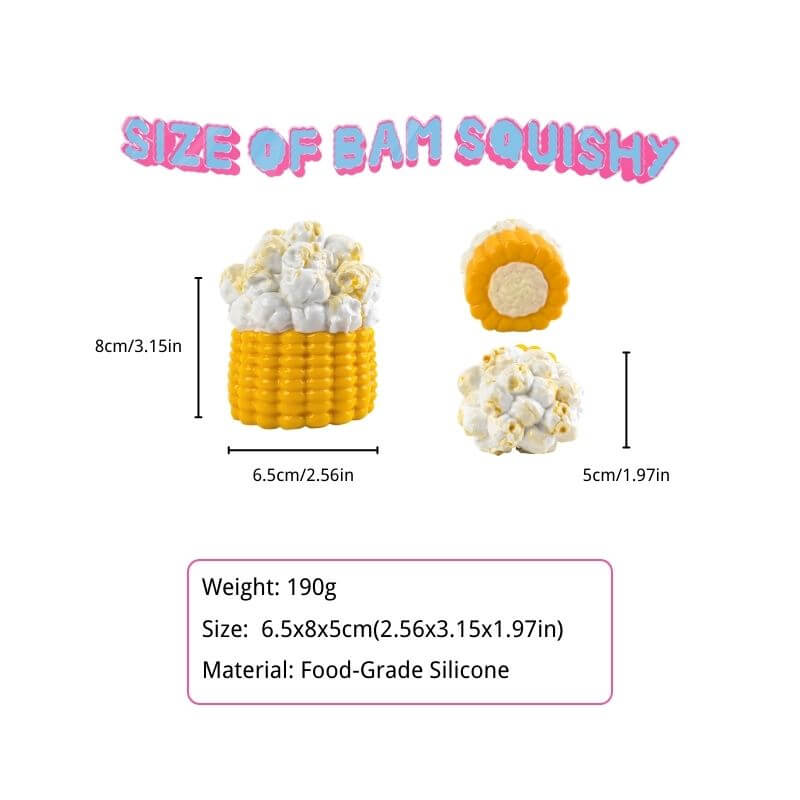 Popcorn Relief Popcorn Corn Bam Squishy | Food Grade Silicone Stress Relief Fidget Toy ...