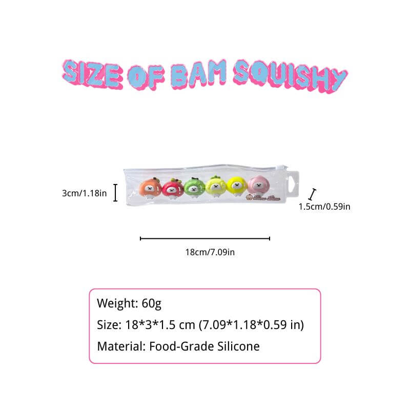 6pcs Cute Fruit Bear Bundle Bam Squishy BAMSQUISHY
