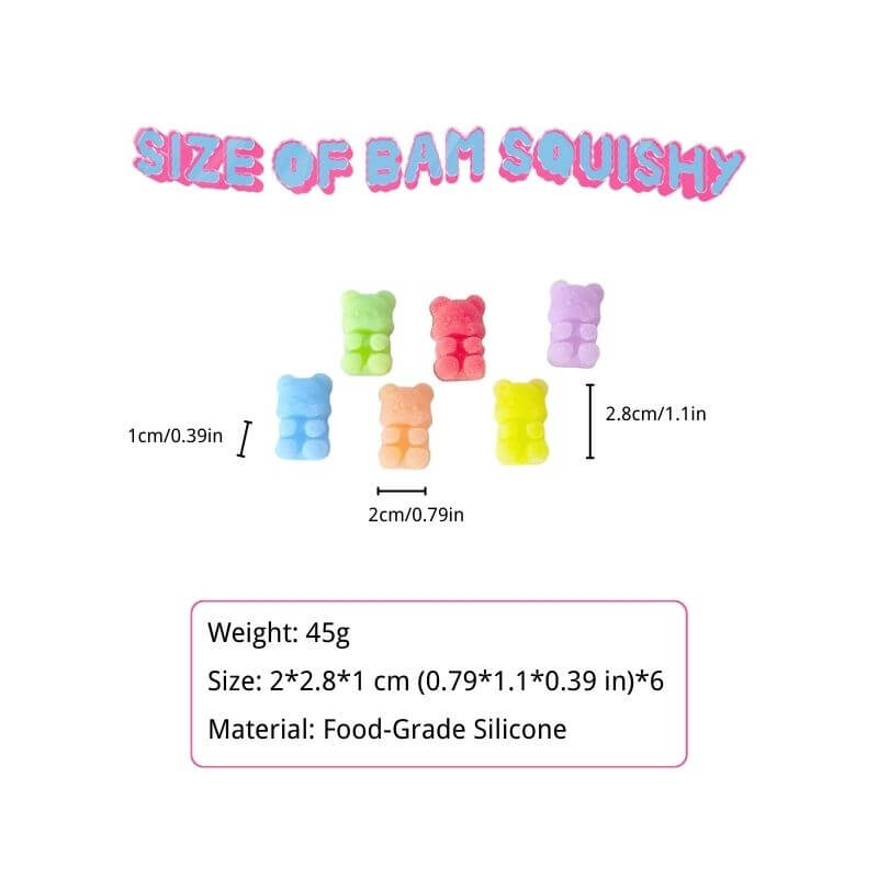 6pcs Cute Gummy Bears Bundle Bam Squishy BAMSQUISHY